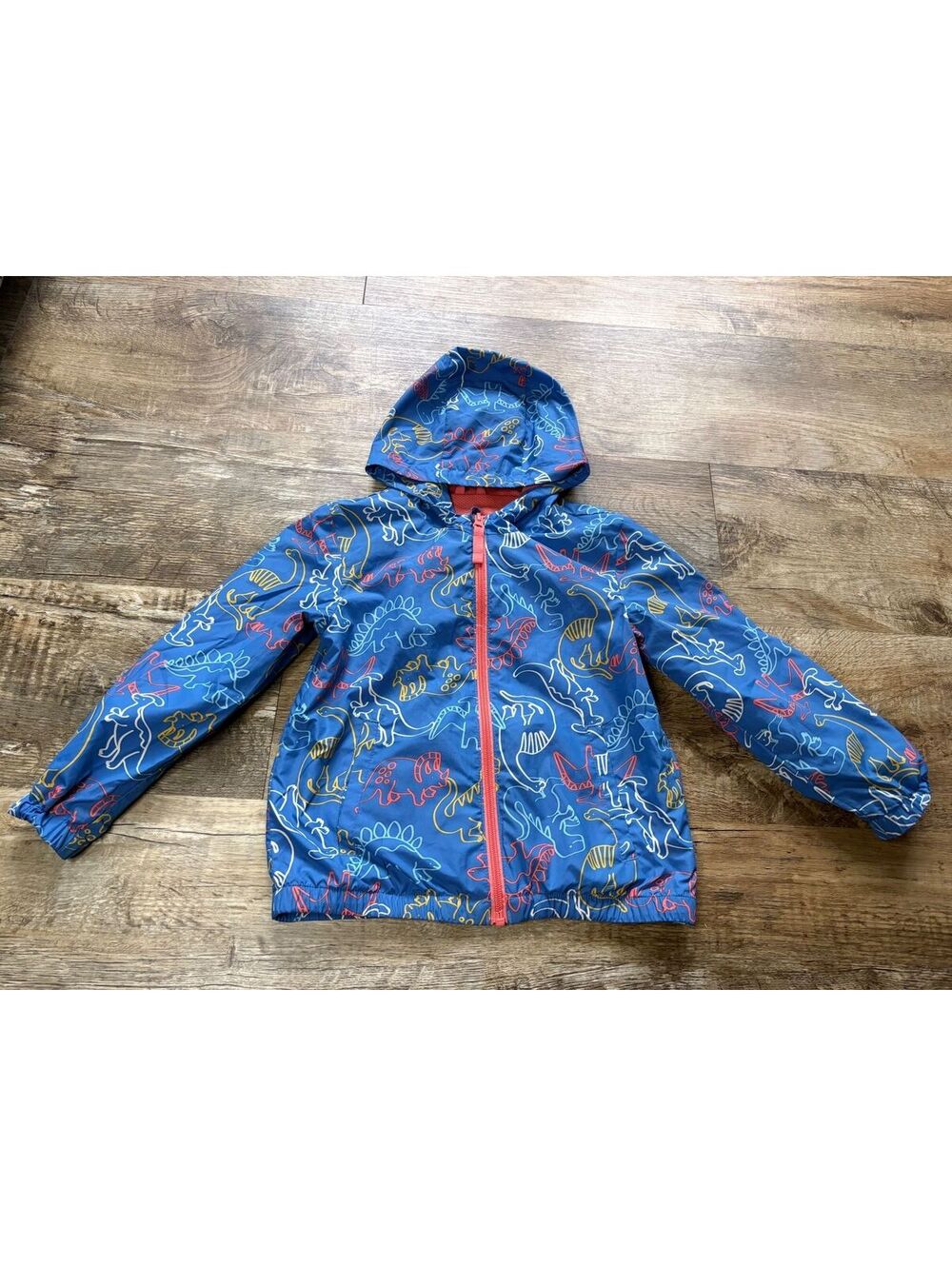 Cat & Jack Boys 5T Blue Dinosaur Print Hooded Windbreaker Jacket